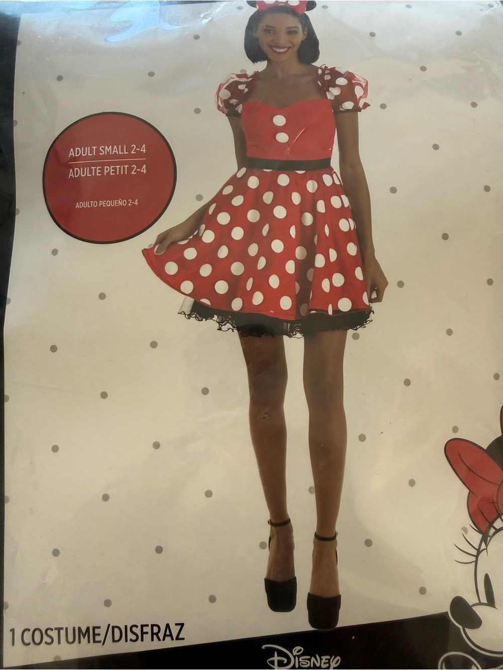 Disney Minnie Mouse Costume Dress with Bow Headband Size Adult Small 2-4 - Picture 10 of 12